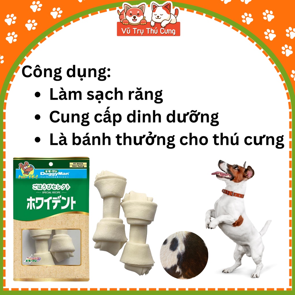 Xương Da Bò Tự Nhiên Cho Chó Gặm Sạch Răng DoggyMan (2 Cây Lớn)