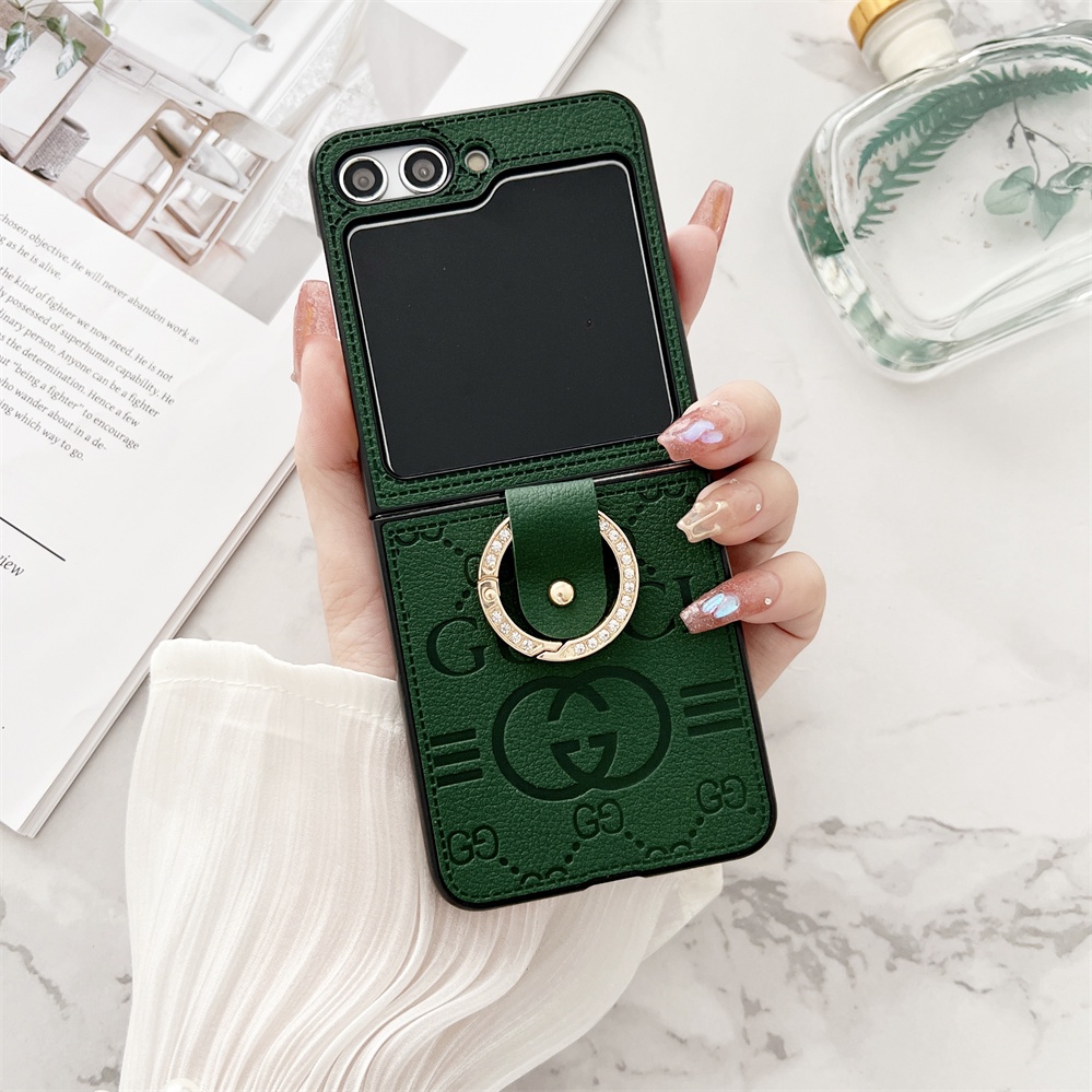 Ốp Điện Thoại Gấp Lưng Cho Samsung Galaxy Z Flip 3 4 5 6 7 7FE Da PU Cổ Điển Xu Hướng Phong Cách Vỏ Cứng Mờ Có Giá Đỡ Nhẫn Bảo Vệ Cho Z Flip7