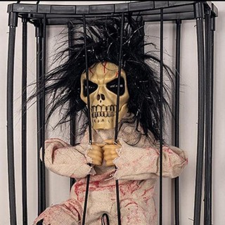 ASDFGER Halloween Tù Nhân Lồng Ma, Linh Kiện Điện Tử PP Vocalize Dạ Quang Hình Đầu Lâu, Cảm Biến Chuyển Động Trang Trí Đảng Chống Đỡ Halloween