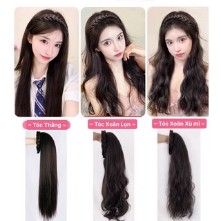 Bộ Tóc Giả Nửa Đầu Xoăn Lọn Dài 60cm Có Gắn Bờm Tóc Giả HaminStore