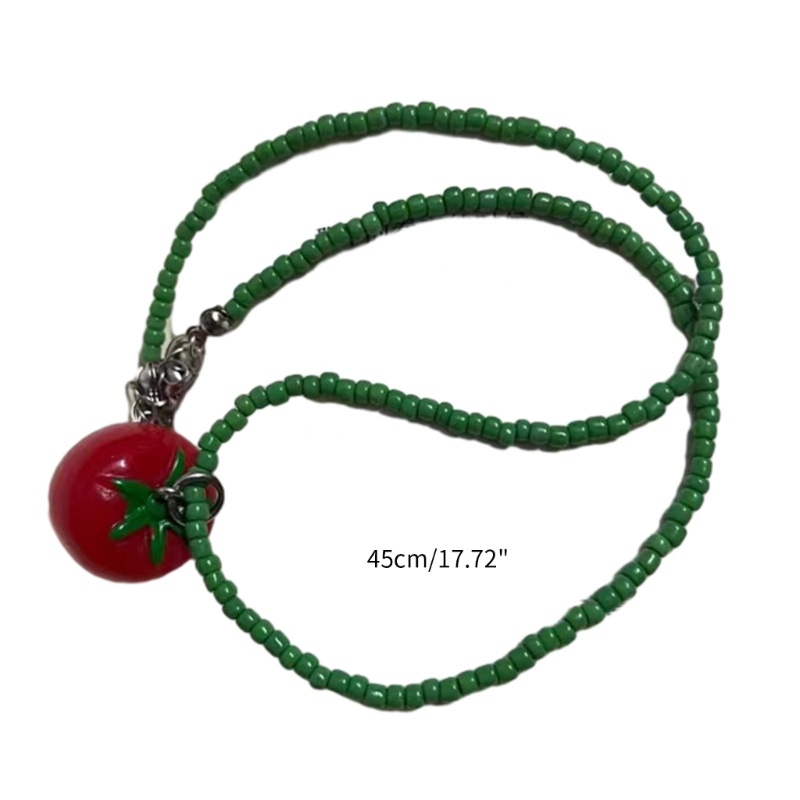 Elega Vòng Cổ choker Nhiều Lớp Hạt Cà Chua Dễ Thương Cá Tính dopamine Ngọt Ngào