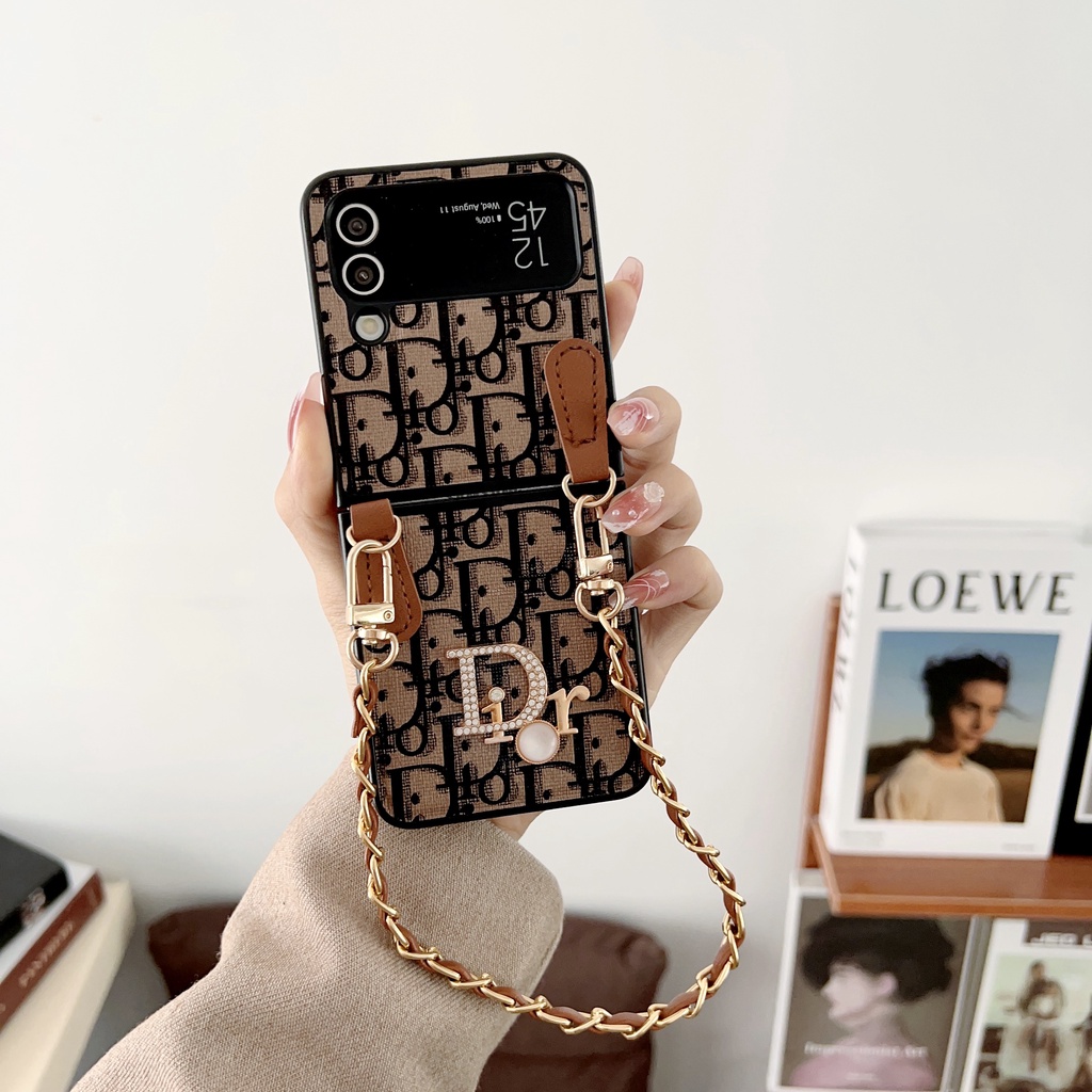 Ốp Lưng Phong Cách Xu Hướng Cổ Điển Cho Samsung Galaxy Z Flip 3 4 5 6 5G Sang Trọng Có Dây Buộc Vỏ Bảo Vệ Cho Galaxy Z Flip6 Thiết Kế Độc Đáo Vỏ Điện Thoại Chống Sốc