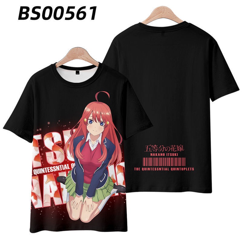 Gn The Quintuplets Áo Thun Anime Cosplay Tee Nakano Miku Harajuku 3d Áo Sơ Mi Tay Ngắn Áo Plus Size N