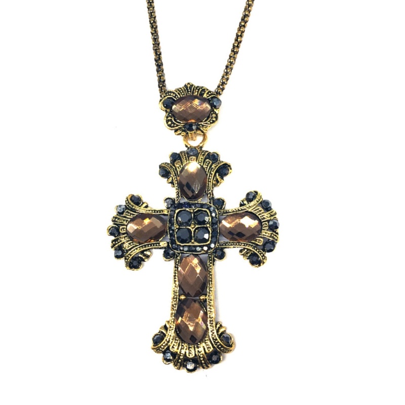 Vòng Cổ Chữ Thập PPY Màu Bạc Với Pha Lê Gothic Biểu Tượng Thánh Giá Unisex Trang Sức