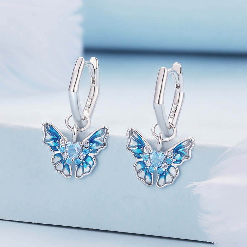 Bamoer Bông Tai Bạc 925 Hình Bướm Đơn Giản Thời Trang Cho Nữ