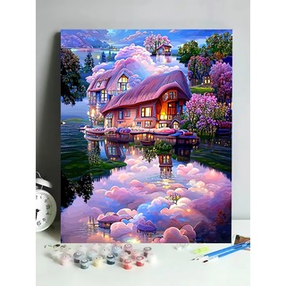 MOZI✨phong cảnh tưởng tượng 40*50CM tranh tô màu theo số tranh sơn dầu số hoá tranh tô màu theo số theo yêu cầu tranh số hóa theo yêu cầu sơn acrylic Tranh Sơn Dầu Phong Cảnh Thần Tiên Tự Tô Màu Trang Trí Nội Thất