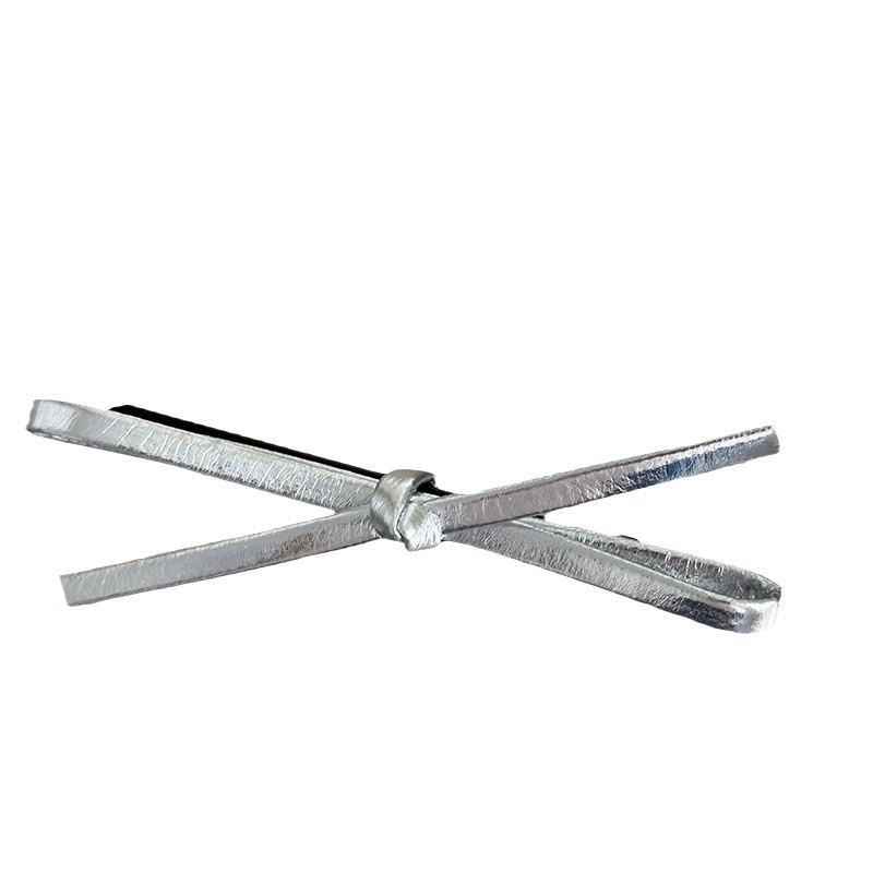 Kẹp Tóc Nơ Da Bạc Hàn Quốc