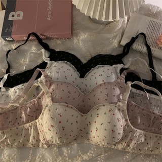 Áo Lót Nâng Ngực Không Gọng Không Đường May Họa Tiết Hoa Thời Trang Cho Nữ Size 32-38AB