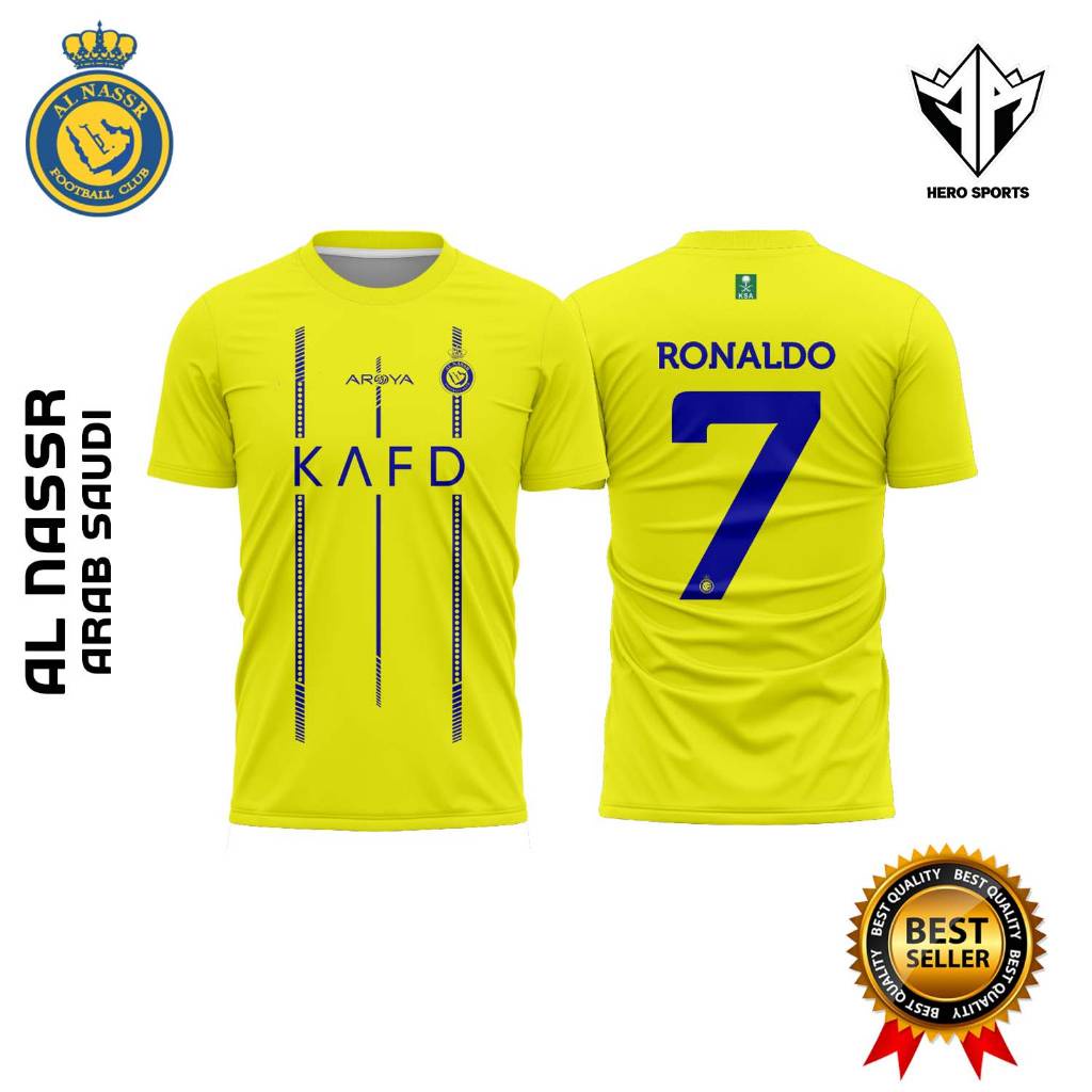Sy3 2023-24 al nassr home jersey ronaldo no.7 áo phông bóng đá tay ngắn thể thao tee unisex plus size ys3