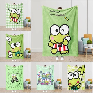 Keroppi Flannel Sanrio Chăn mềm mại hoạt hình, ấm giường, điều hòa, văn phòng