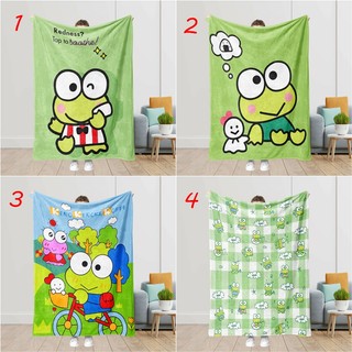 Keroppi Flannel Sanrio Chăn mềm mại hoạt hình, ấm giường, điều hòa, văn phòng