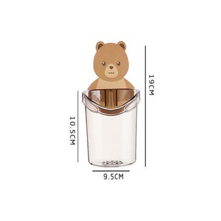 Cốc đánh răng, Cốc gấu dán tường đựng bàn chải đánh răng, cốc gấu nâu đựng kem đánh răng SUNNY DAY