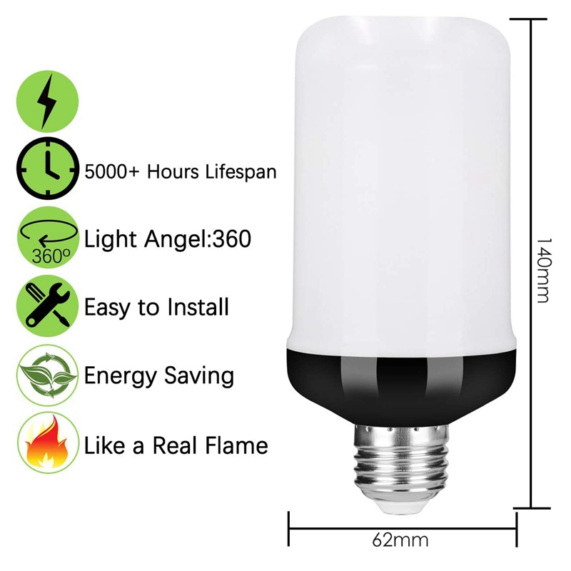 Bóng đèn LED hiệu ứng ngọn lửa E27, Bóng đèn lửa thực tế nhấp nháy trang trí, Đèn trang trí lễ hội