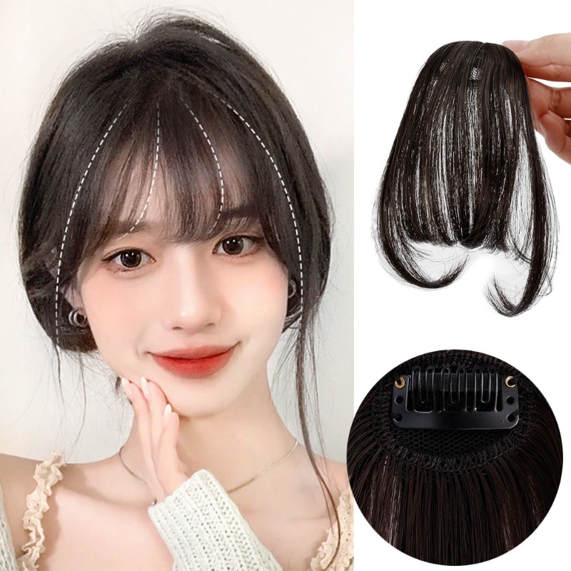 [Faytured] Phụ Kiện Tóc Mái Giả / Kẹp Tóc Giả Mái Bằng Sợi Tổng Hợp Chịu Nhiệt Độ Cao / Màu Đen / Nâu