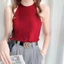 Áo tanktop SUXI dệt kim ôm sát cổ yếm đơn giản phong cách Hàn Quốc thời trang mùa hè