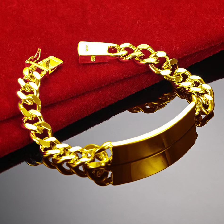URMYLADY Vàng 18K 10mm Dây Xích Bên 20CM 8inches Vòng Tay Nam Nữ Tiệc Cưới Thời Trang Quyến Rũ Trang Sức