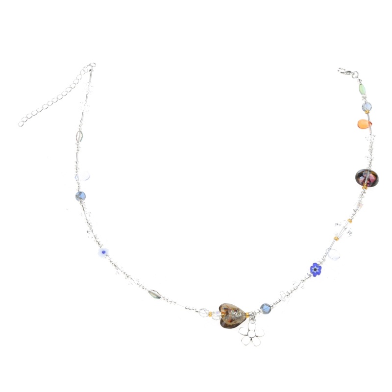 Fine Dinty Vòng cổ choker Hạt Pha Lê acrylic Hình Hoa Thanh Lịch Cho Nữ