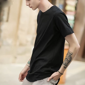 Thời Trang Nam Hip Hop Tay Ngắn Áo Thun Màu Trơn Swag Hem Áo nam Mùa Hè Dạo Phố Áo Tee Áo Quần Áo Nam Áo nam Áo Thun Người Mới Về
