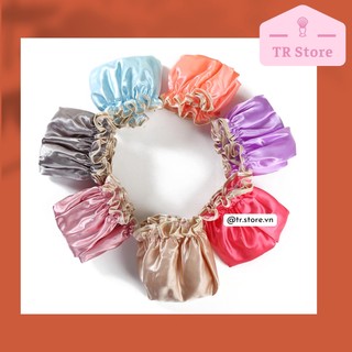 Mũ Trùm Đầu Khi Tắm Satin - 2 Lớp Chống Thấm, Hỗ Trợ Ủ Tóc Hấp Dầu