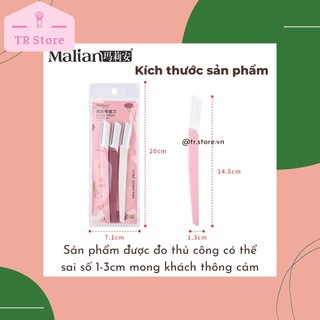 Dao Cạo Lông Mày Malian (Gói 3 Cái) - Thiết Kế Lưới Chống Trầy, Dễ Sử Dụng Cho Người Mới