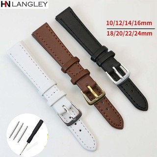 Dây Đeo Đồng Hồ Bằng Da PU 10-24mm 12 / 14 / 16 / 18 / 20 / 22mm Có Khóa Gài Màu Vàng / Bạc Thông Dụng Cho Nam Và Nữ