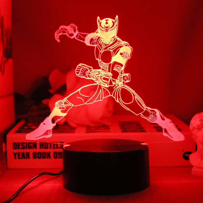 HK1 Mặt nạ Kamen Rider Đèn ngủ Anime 3d Đèn LED từ xa Sạc USB Chiếu sáng Thập kỷ Revice Zero-One Trang trí nội thất Gi