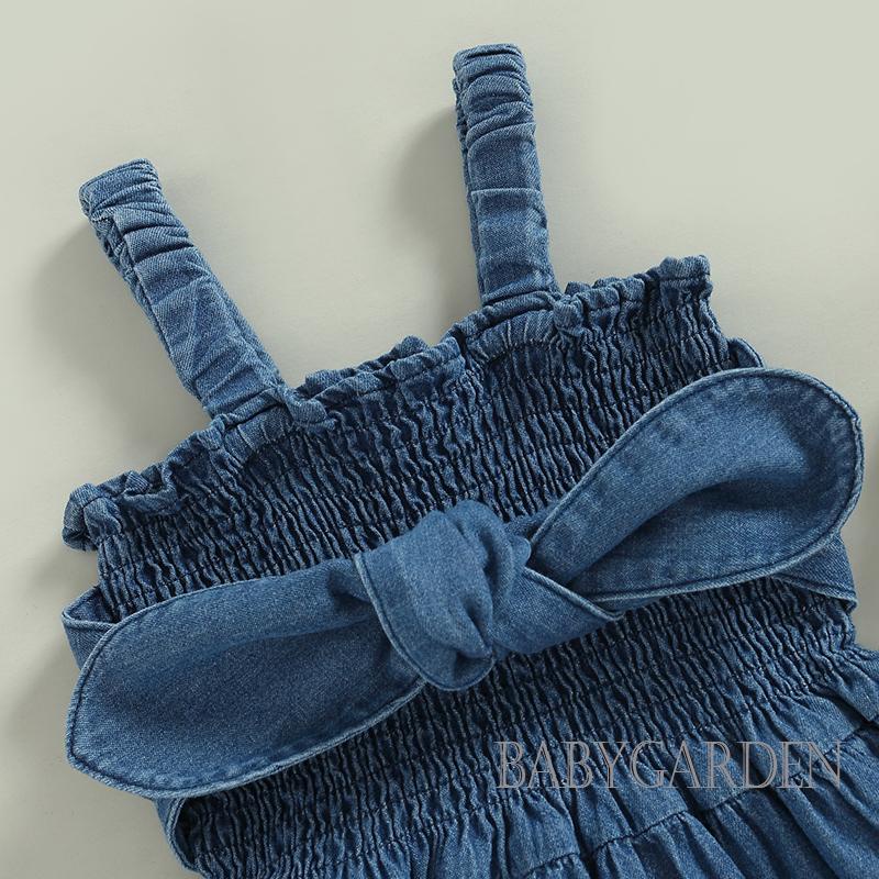 Áo Liền Quần Denim Không Tay Màu Sắc Đa Dạng Cho Bé Gái 0-18 Tháng Tuổi