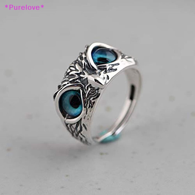 Nhẫn Hình Cú Mắt Xanh Có Thể Điều Chỉnh Phong Cách Vintage Dành Cho Nam Và Nữ Mới