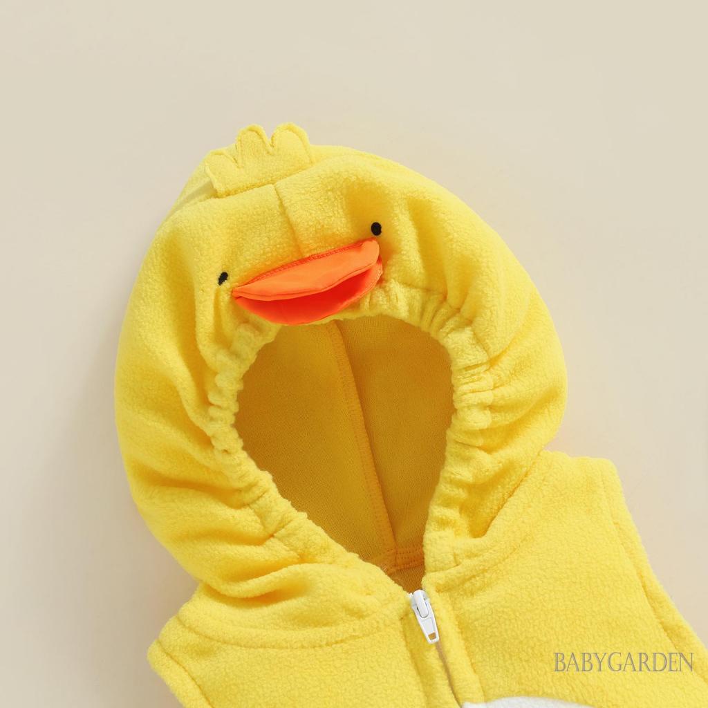 Áo Liền Quần Có Nón Không Tay In Hình Gà Con Dành Cho Bé 0-24 Tháng Tuổi
