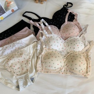 Set Áo Lót Nâng Ngực + Quần Lót Không Dây Họa Tiết Hoa Chất Lượng Cao Cho Nữ