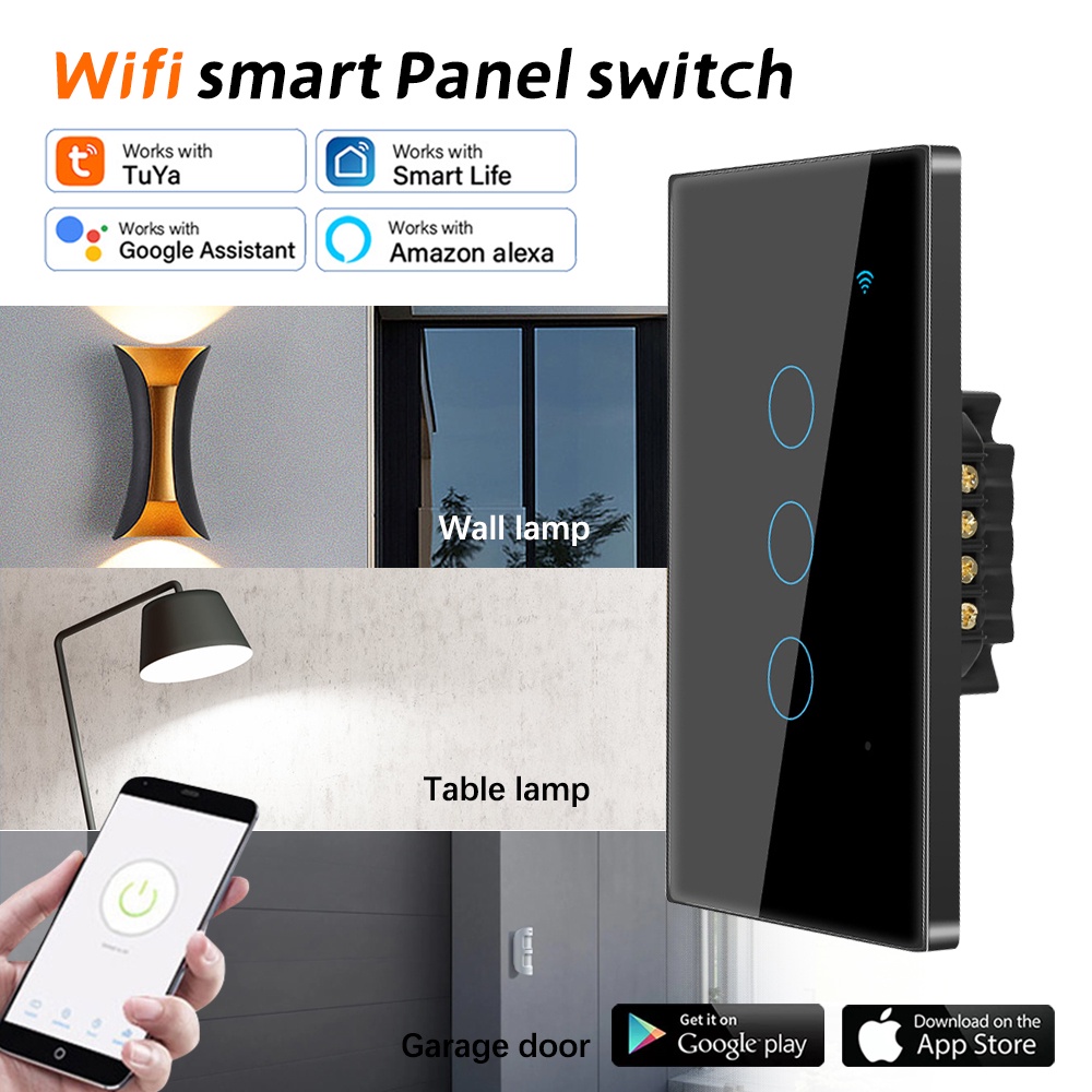 Ảnh Aubess 1/2/3/4 Gang 2.4g Wifi Ứng dụng công tắc cảm ứng thông minh Điều khiển từ xa 2