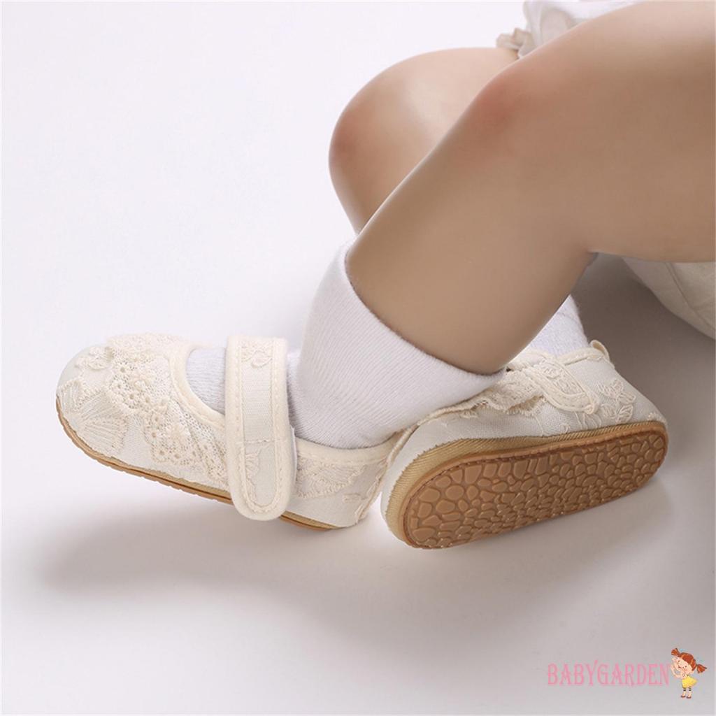 Giày Công Chúa Đế Mềm Chống Trượt Thêu Hoa Xinh Xắn Cho Bé Gái