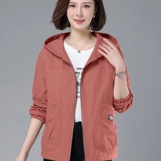 Mother jacket women spring autumn new style size large loose casual all-match hoodie jacket middle-aged elderly short windbreake