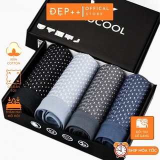 Hộp 4 chiếc sịp đùi thông hơi cao cấp dành cho nam, chất liệu mềm mịn bền đẹp thoáng mát.