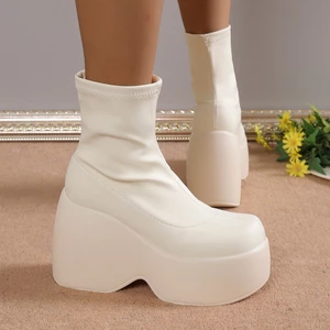Giày Boot Mũi Vuông Phong Cách Âu Mỹ Thời Trang Cho Nữ