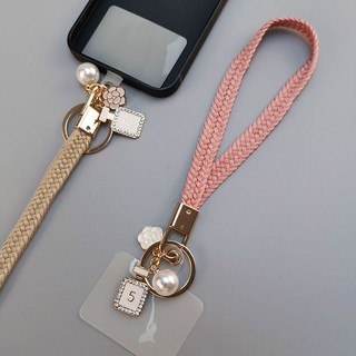 Mobile Dây Đeo Cổ Tay Dạng Ngắn Phong Cách Chanel Cho Điện Thoại