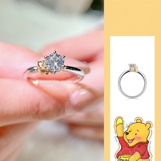 Nhẫn hình gấu dễ thương, nhẫn kim cương hoạt hình, nhẫn nữ cao cấp Hàn Quốc, nhẫn có thể điều chỉnh cá tính thời trang