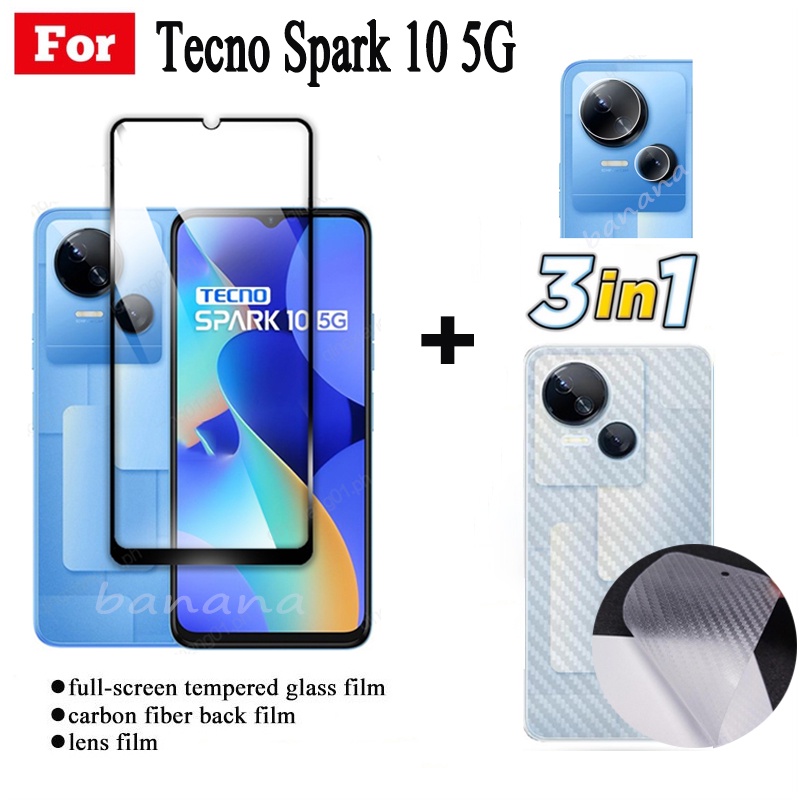 Tecno Spark 10 5G Kính Cường Lực Full Cover Phim Cho Spark 10C 10 Pro Go 2023 Bảo Vệ Màn Hình Kính Ống Kính Máy Ảnh