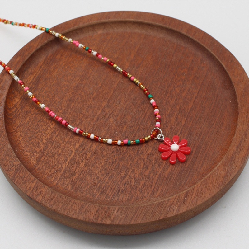 Vòng cổ đính cườm mịn Bohemian Vòng cổ hạt gạo mùa hè Vòng cổ hoa Hawaii Vòng cổ bãi biển