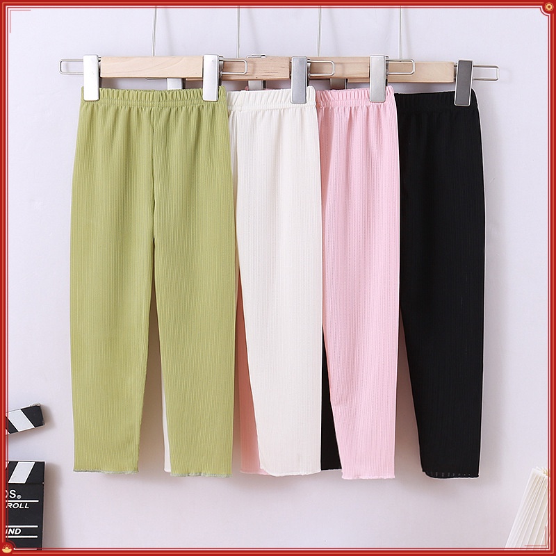 Bé Gái Băng Lụa Quần Legging Trẻ Em Quần Muỗi Bé Gái Mùa Hè Mỏng Điều Hòa Không Khí Quần Ngoài Mặc Thường Ngày Quần Dài CAHB