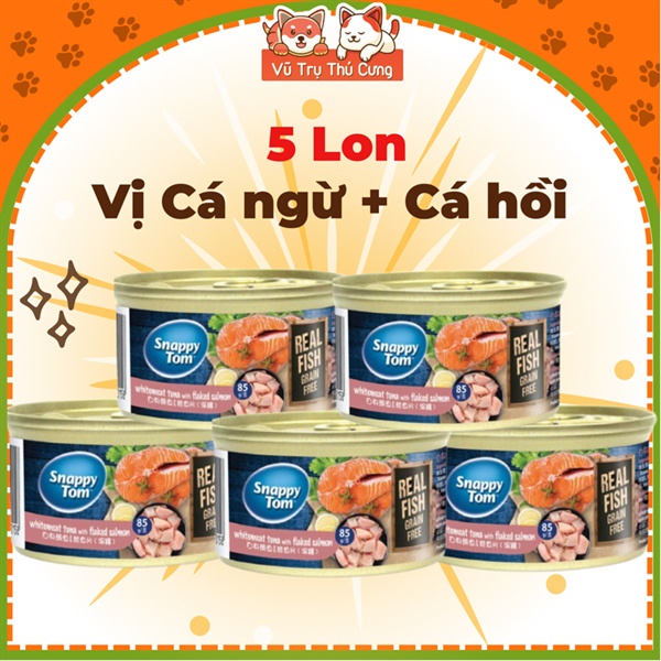Combo 5 lon Pate Snappy Tom Premium cho Mèo 85g