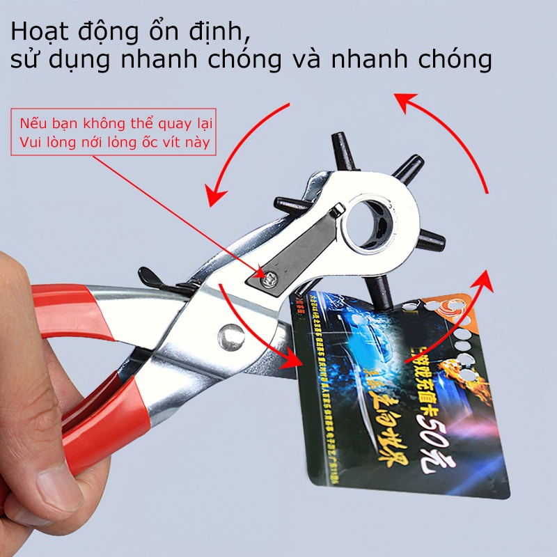 Kìm Bấm Lỗ Thắt Lưng,Dây Nịt,đồ Da Chuyên Dụng 6 Size