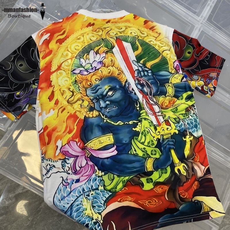 Áo Thun Ngắn Tay In Hình Xăm 3D Phong Cách Harajuku Nhật Bản Thời Trang