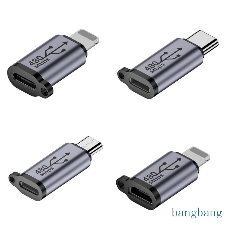 Đầu Nối Sạc Nhanh Chuyển Đổi Ổ Cắm iOS8pin Sang Cổng Cắm Type-C Micro USB 480Mbps 18W