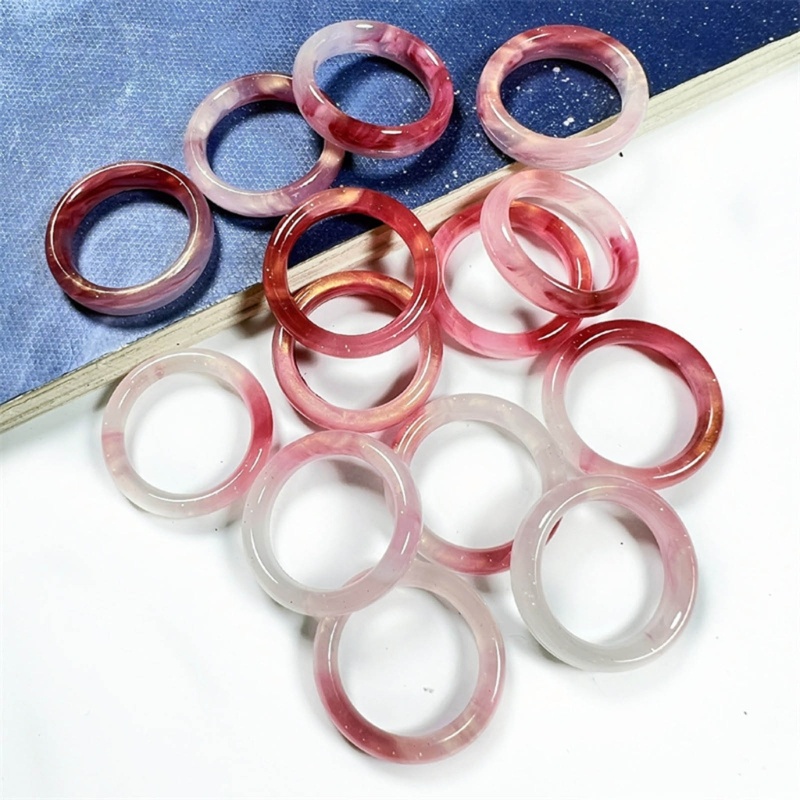 Well Đơn Giản Acrylic Giả Ngọc Nhẫn Thẩm Mỹ Thời Trang Nhẫn Có Thể Xếp Chồng Nhẫn