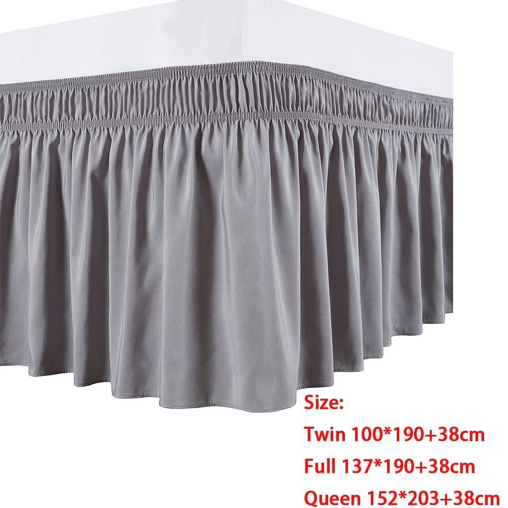 [Vận chuyển nhanh] Ruffles giường NATURALHM, Trang trí bên giường Váy ngủ bằng vải Polyester, Váy bên giường màu trơn co giãn thoải mái có thể tháo rời tại nhà