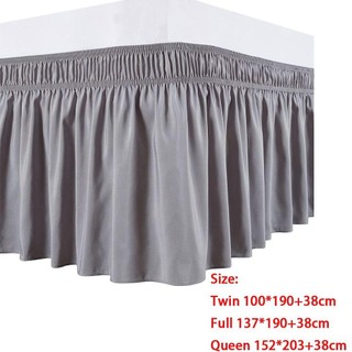 ARTISANU Xù váy bên giường màu trơn polyester, có thể tháo rời, co giãn, phụ kiện trang trí phòng ngủ