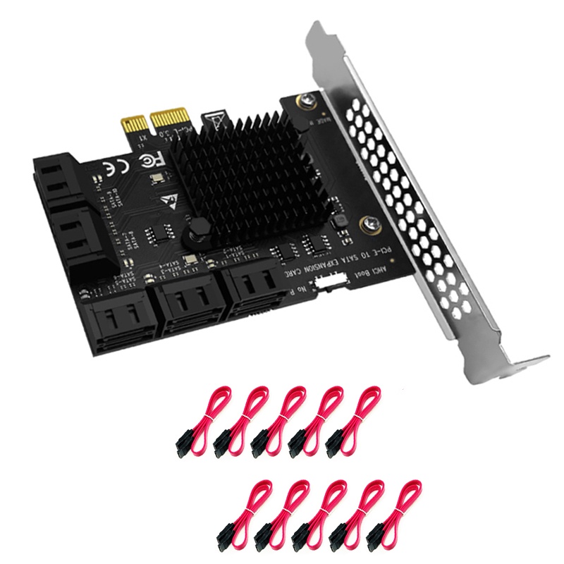 Chi a mining riser asm1061 jmb575 sata pcie adapter 10 port sata iii to ...