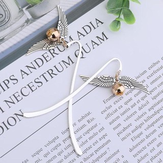 Risedot Wing Snitch Bookmark, Quà tặng thủ công có cánh Mặt dây chuyền bóng Bút đánh dấu trang sách, Dấu phân trang kim loại tinh tế Học sinh