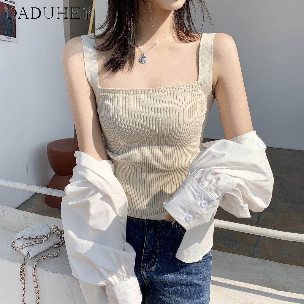 Ảnh Áo hai dây DADUHEY dệt kim co dãn thời trang phong cách Hàn Quốc xinh xắn cho nữ 1